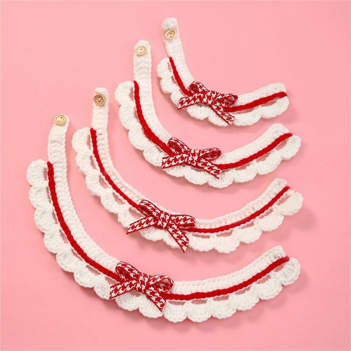 Handknitted Adjustable Bow Knot Pet Collar For Cats And Dogs