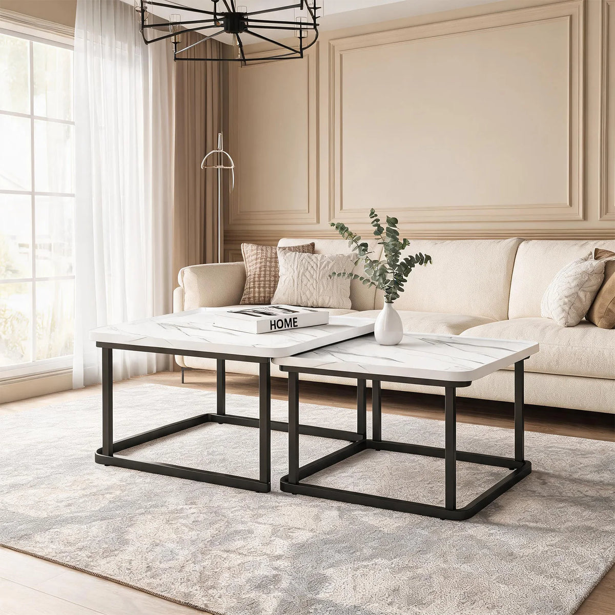 HiMISS Square Nesting Coffee Tables for Living Room