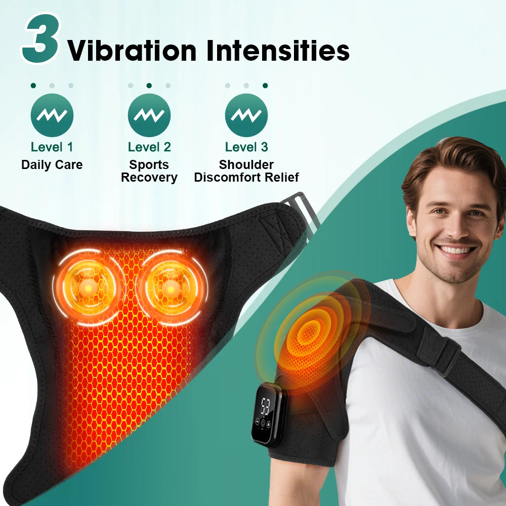 PASTSKY Rechargeable Heated Shoulder Massager with Vibration and Timer