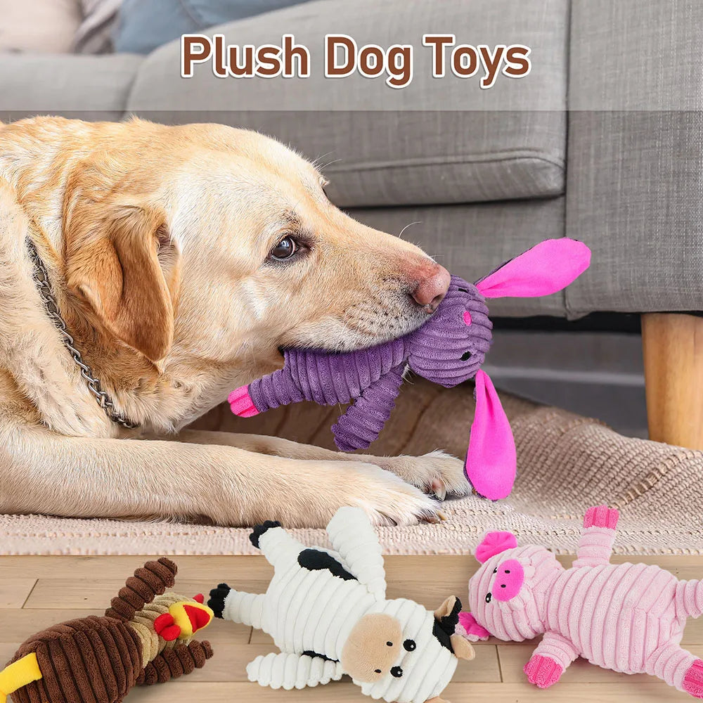 Premium Plush Squeaky Dog Chew Toys Assorted Value Pack