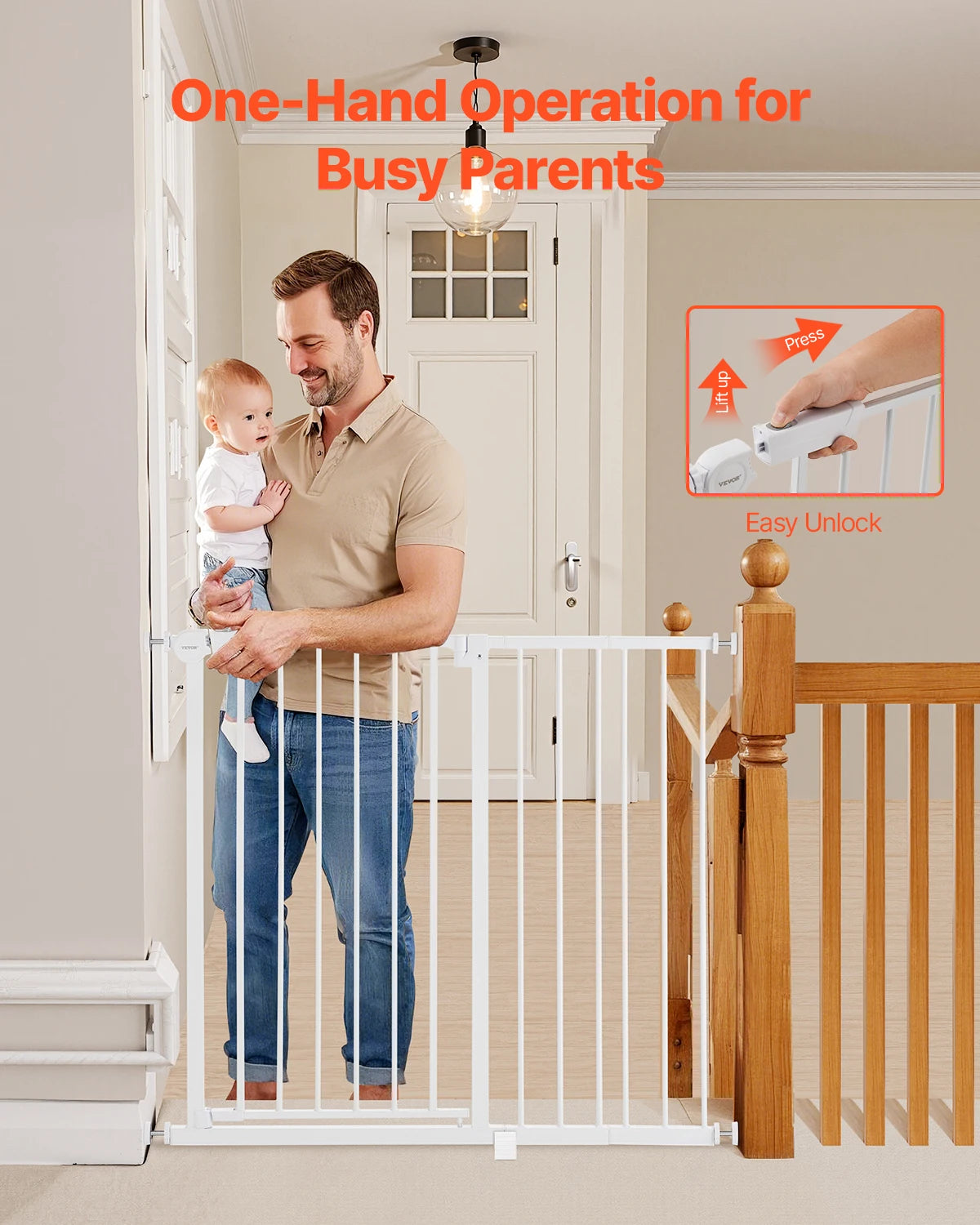 Succebuy Pressure Mount Easy Walk Through Baby Safety Gate
