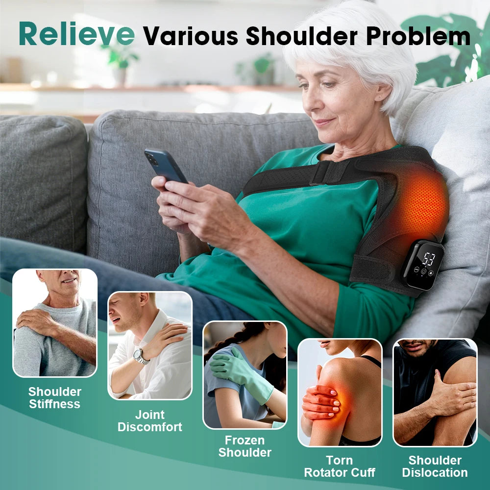 PASTSKY Rechargeable Heated Shoulder Massager with Vibration and Timer