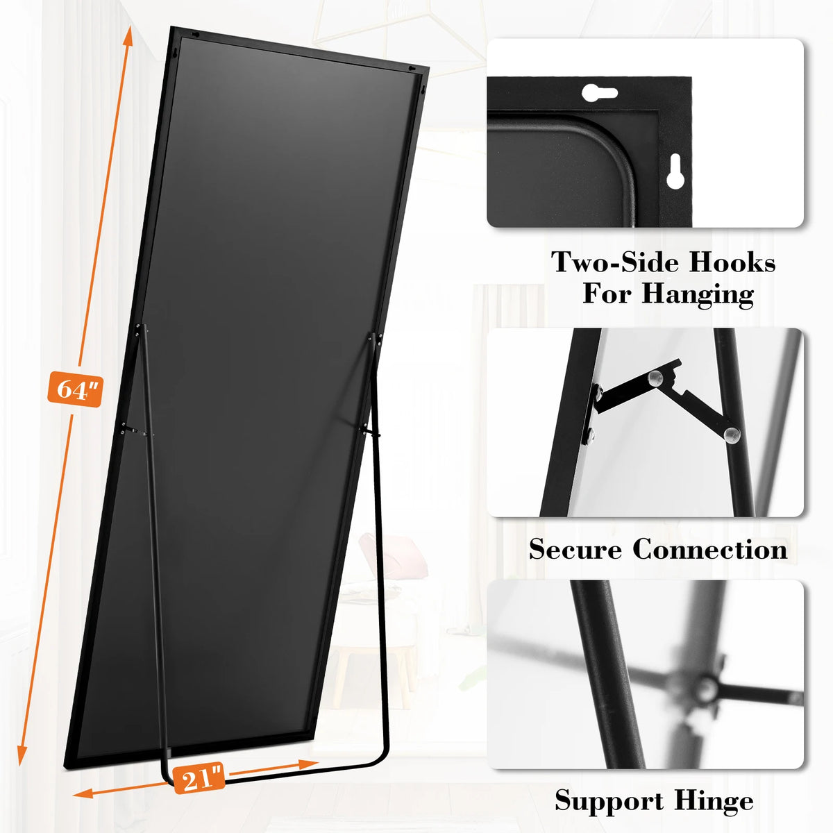 MCQ Arched Floor Vanity Mirror With Stand And Wall Mount