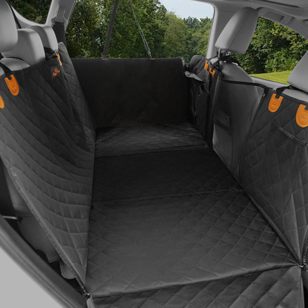 Borwart Waterproof Dog Car Seat Cover With Storage Pockets