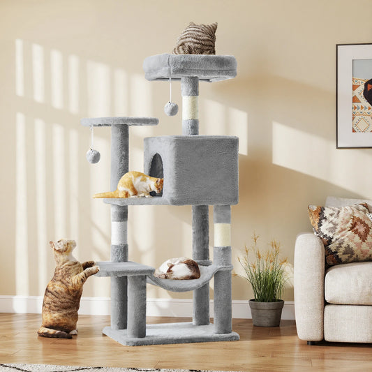 JHK Multi Tier Indoor Cat Tree With Sisal Scratching Platform