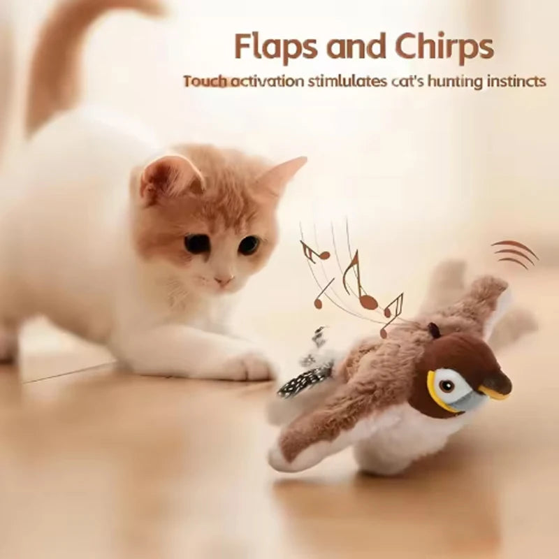 Touch Activated Simulated Bird Plush Cat And Dog Toy
