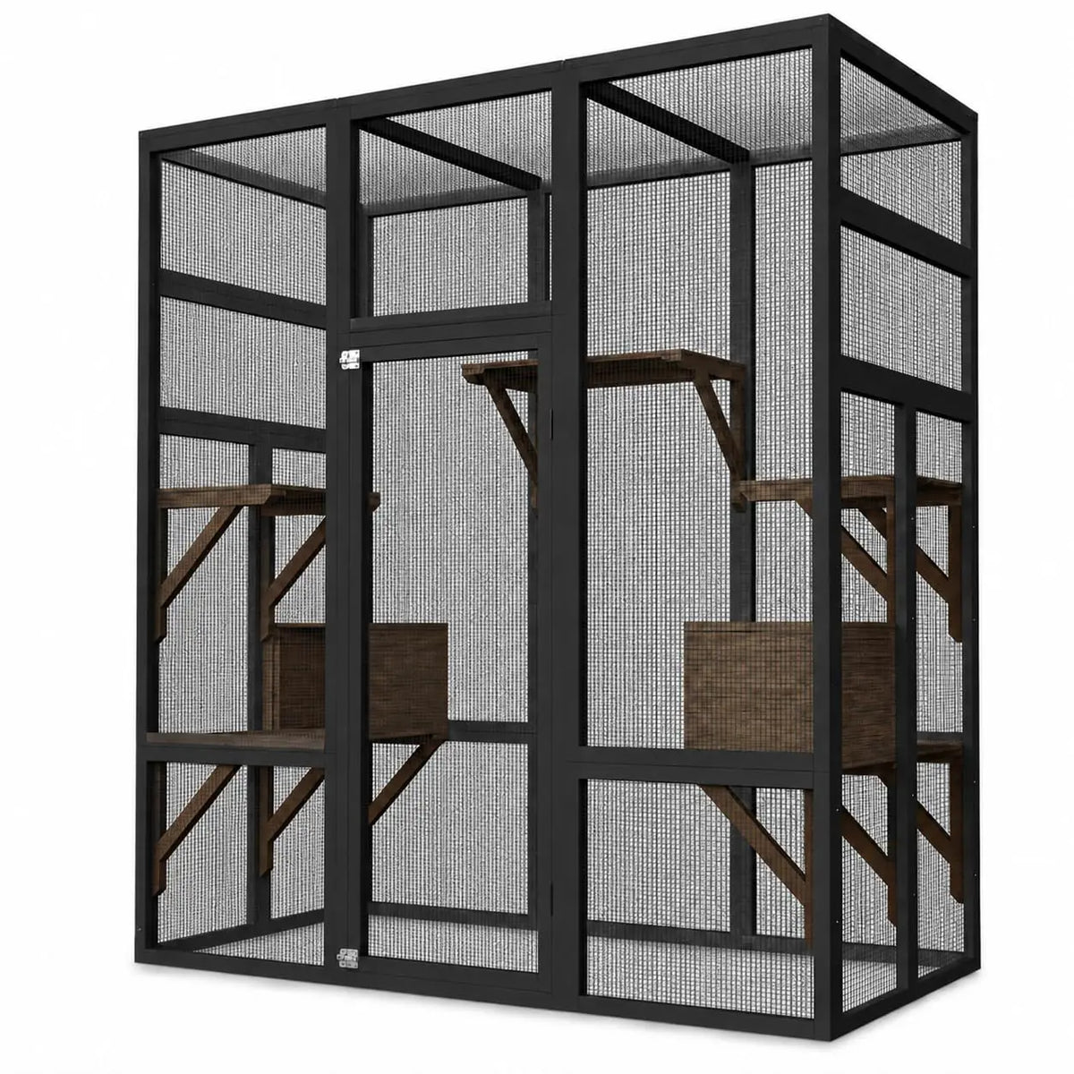 HiMISS Outdoor Wooden Catio Cat Enclosure And Playhouse